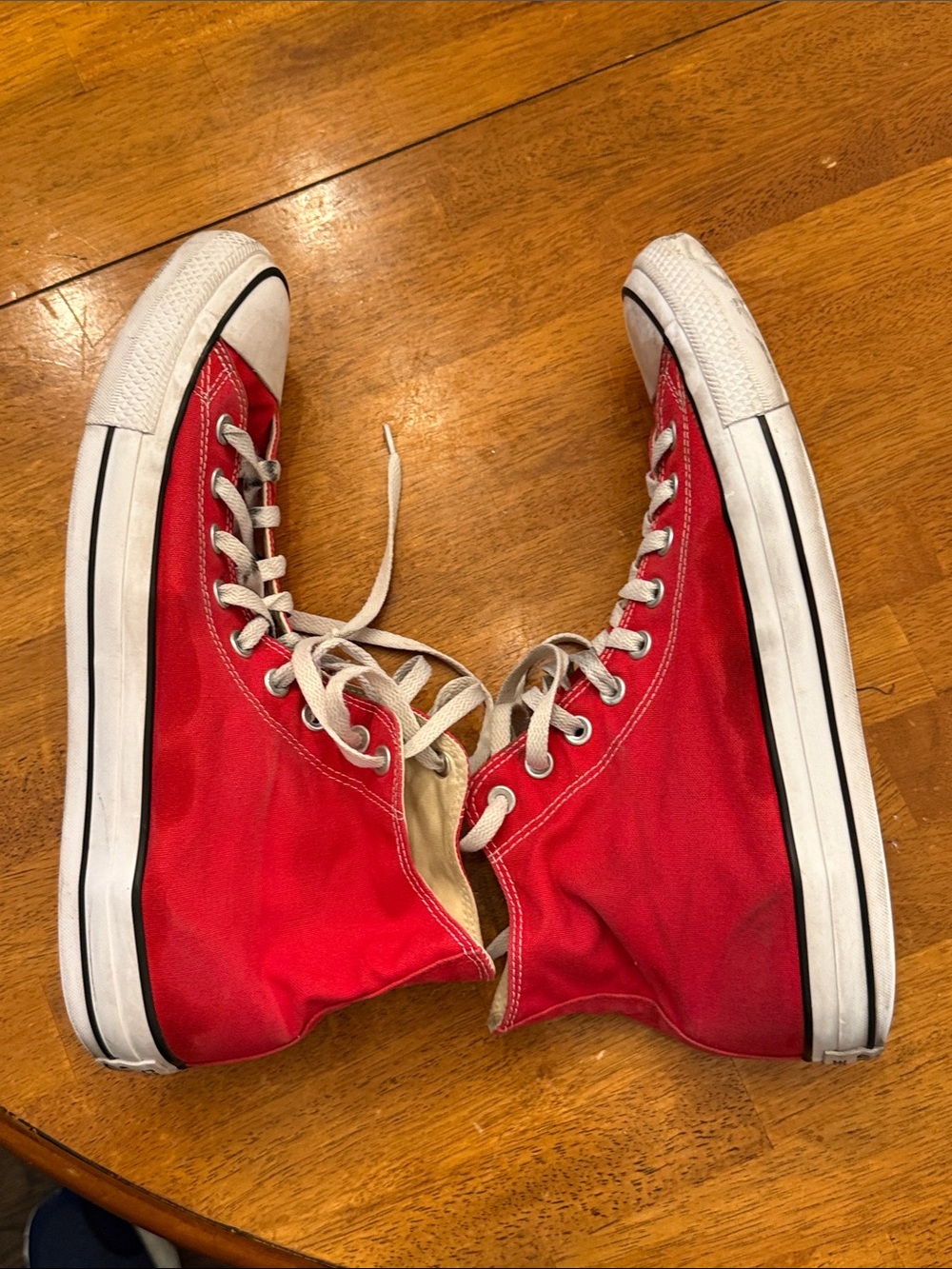 Converse Red High-Top Canvas Sneakers with White Trim size 15